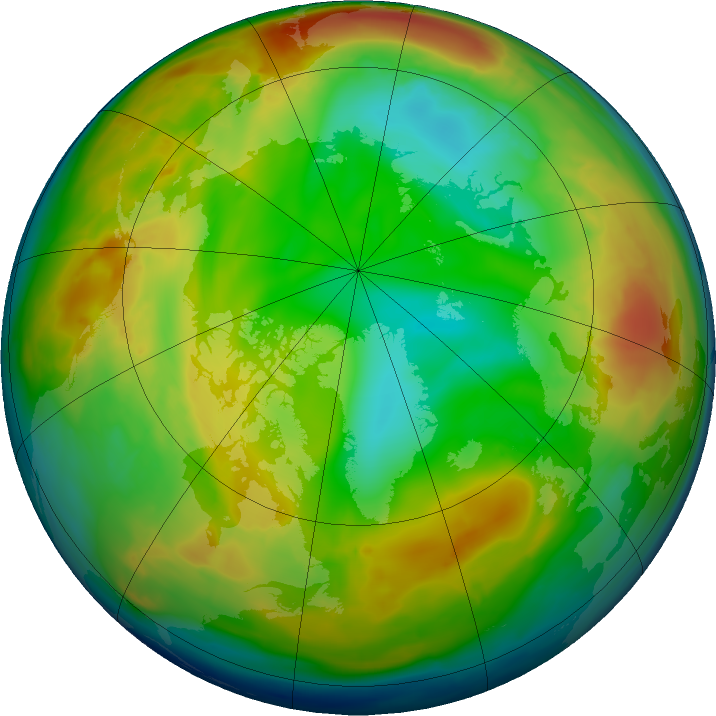 Arctic ozone map for 22 January 2016